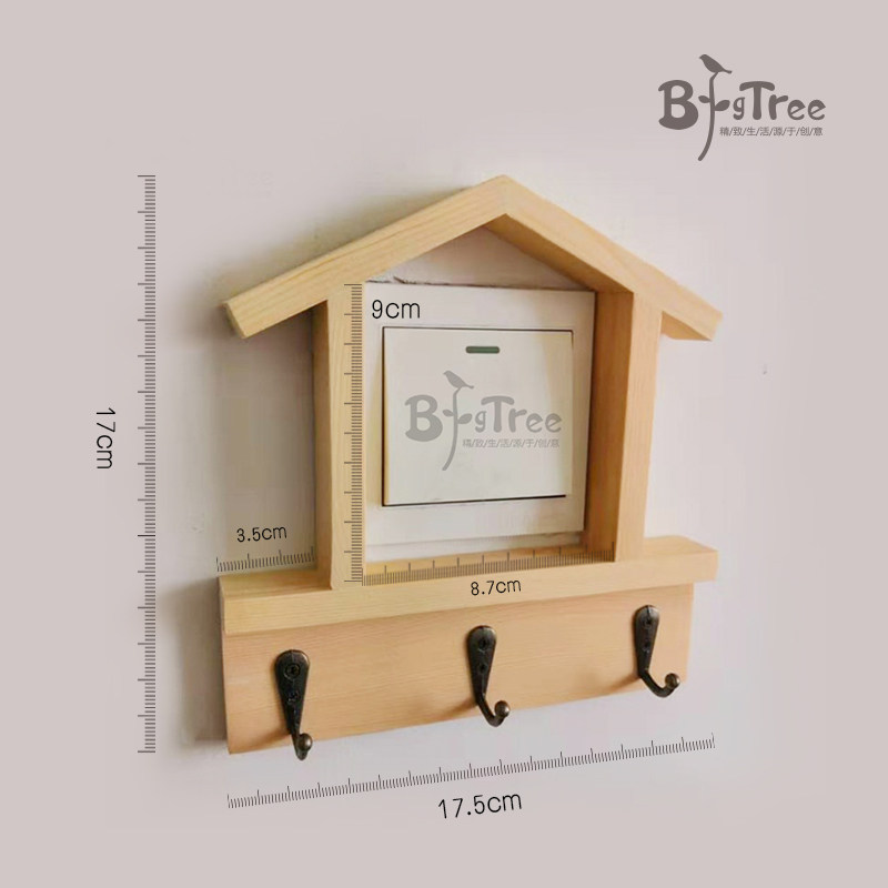 复古带挂钩实木开关装饰温馨插座贴实用玄关门口电控专用开关套,家居饰品,开关贴,淘宝优惠券,粉丝福利购,淘宝优惠卷