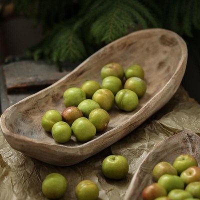 侘寂风实木托盘船型泡桐木果盘复古客厅零食盘中式摆件茶几果盆