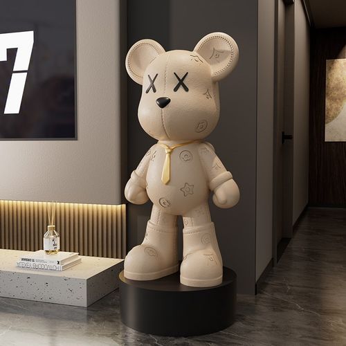 奶油风暴力熊摆件客厅电视柜旁落地装饰高档公仔开业乔迁新居礼品