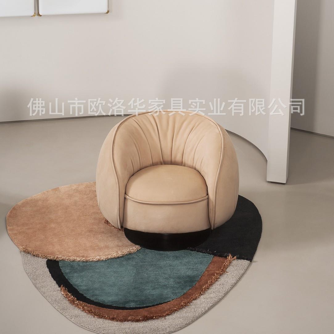 意式轻奢单人沙发客厅卧室设计师款休闲椅酒店售楼部高靠背洽谈椅
