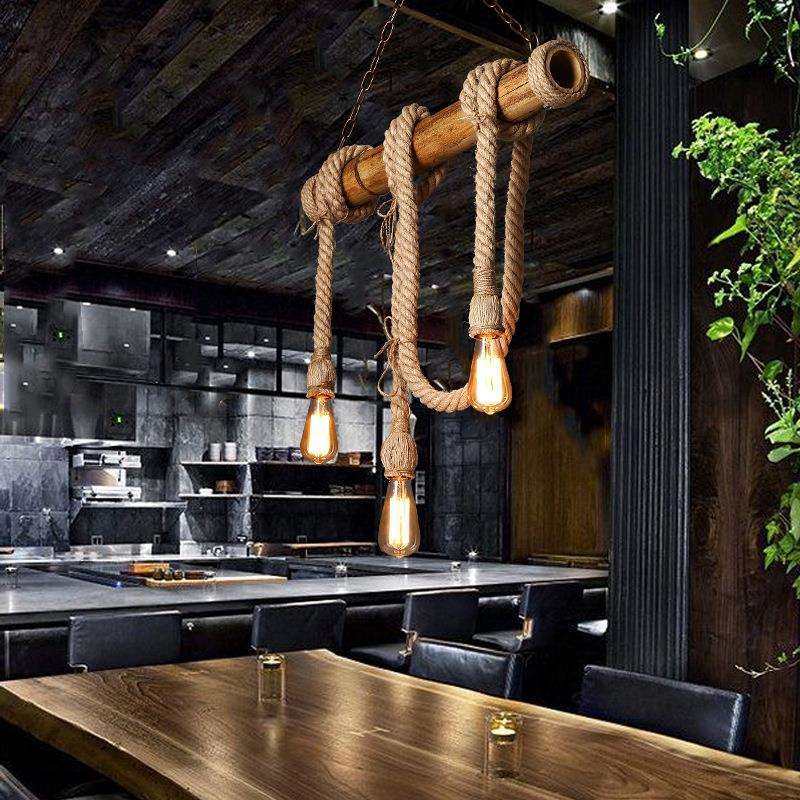 工业风复古麻绳吊灯创意个性酒吧餐厅收银吧台服装店橱窗长吊灯,家装灯饰光源,智能吊灯,淘宝优惠券,粉丝福利购,淘宝优惠卷