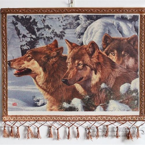 内蒙古特色工艺品 小号彩色毡画 蒙古毛毡画装饰画挂画 狼图腾