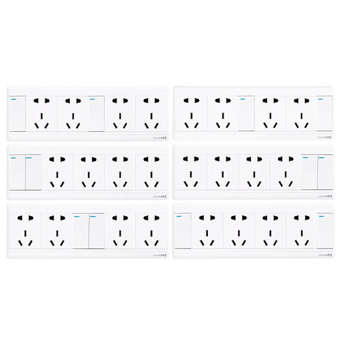 锦迈明装白色开关插座二开二十孔开关带插座 家用明线盒2开带20孔