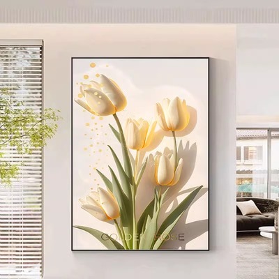 侘寂奶油风客厅装饰画高级感治愈系花卉玄关走廊过道卧室墙壁挂画