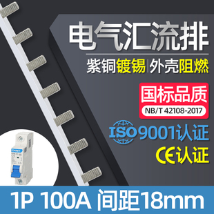电气汇流排1P 100A国标紫铜 空开连接铜排 接线排 梳妆母排 铜排