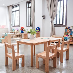 华德福社区店榉木幼儿园桌子椅子儿童学习桌椅绘画游戏桌宝宝书桌