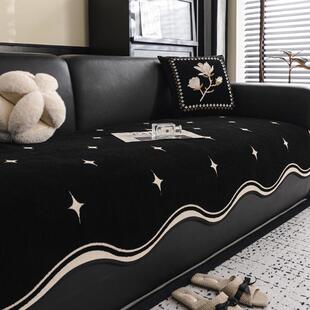 沙发垫四季通用防滑异形简约现代黑色直排沙发一片式坐垫沙发盖巾