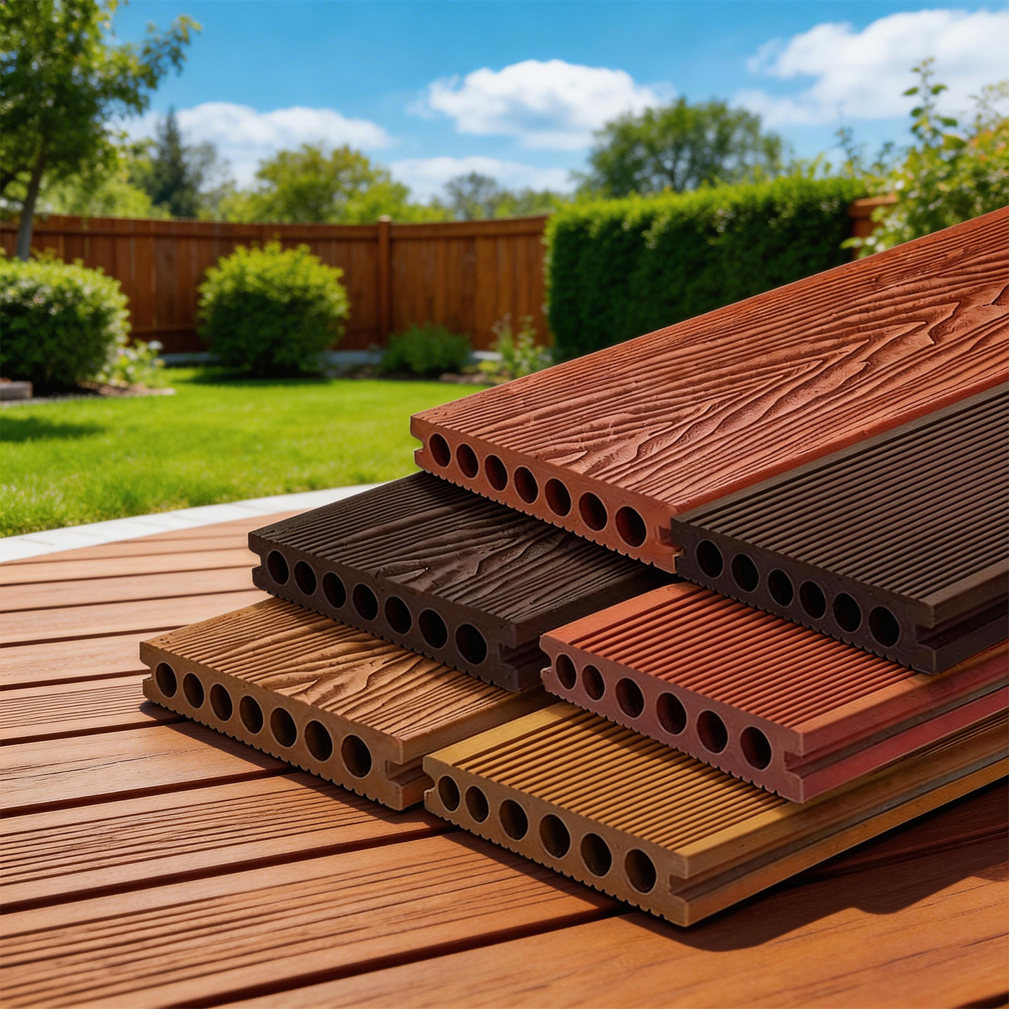 户外塑木地板自铺露台木塑地台室外pvc防腐木塑料阳台庭院花园板