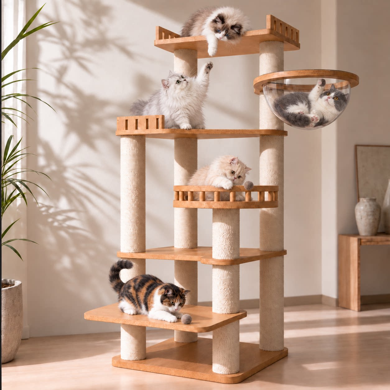 【大猫专用】实木猫爬架太空舱图片