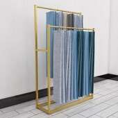 两层窗帘展示架吊卡架子家纺布艺落地式 移动陈列架布料样品展会架