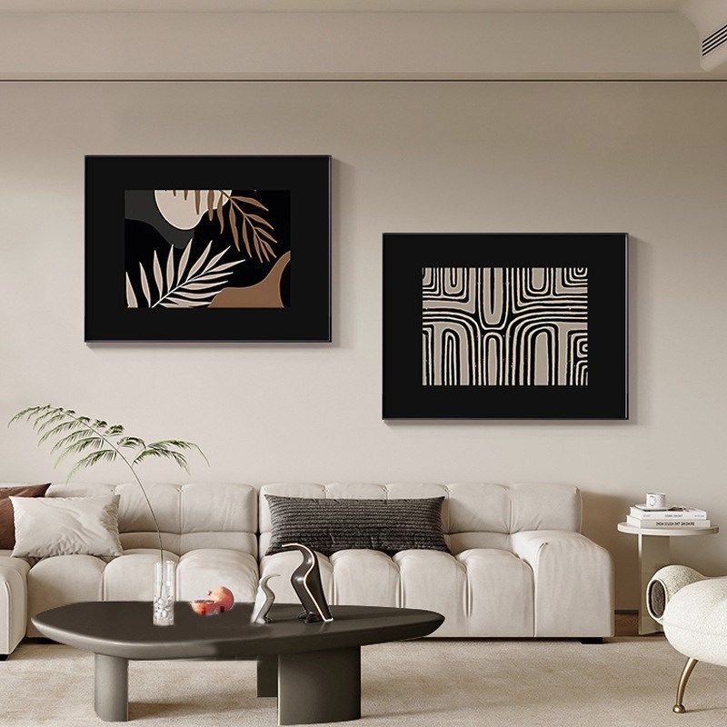 侘寂中古风两联客厅装饰画复古抽象高级感沙发背景墙挂画餐厅壁画,家居饰品,现代装饰画,淘宝优惠券,粉丝福利购,淘宝优惠卷