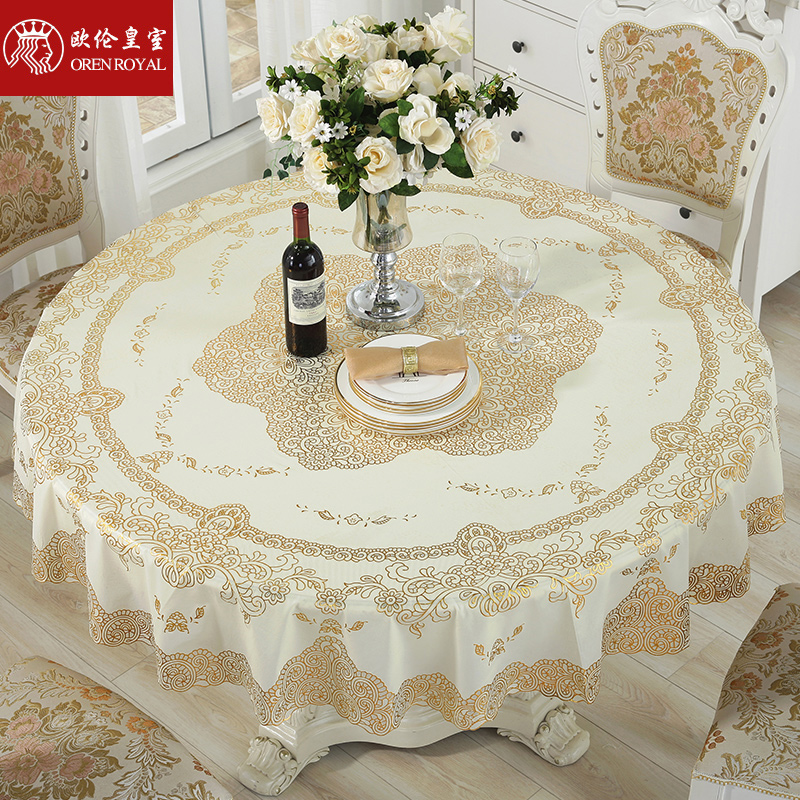 餐桌布圆形酒店大圆桌桌布防水防烫防油免洗家用餐厅PVC塑料台布