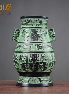 仿古青铜器扁壶凤瓶工艺品摆件送礼复古家居汉婚道具创意古典礼品