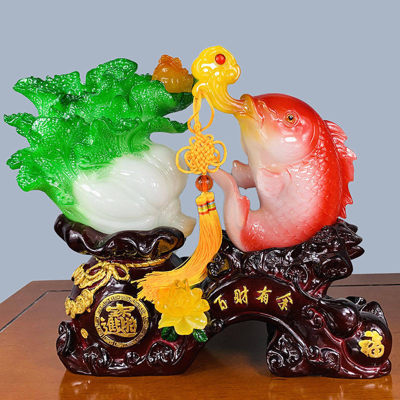 招财玉白菜鱼摆件现代家居工艺品客厅电视柜酒柜装饰品开业礼品,家居饰品,装饰摆件,淘宝优惠券,粉丝福利购,淘宝优惠卷