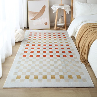 轻法式 高级卧室床边地毯家用房间仿羊绒加厚毛绒垫客厅地毯飘窗垫