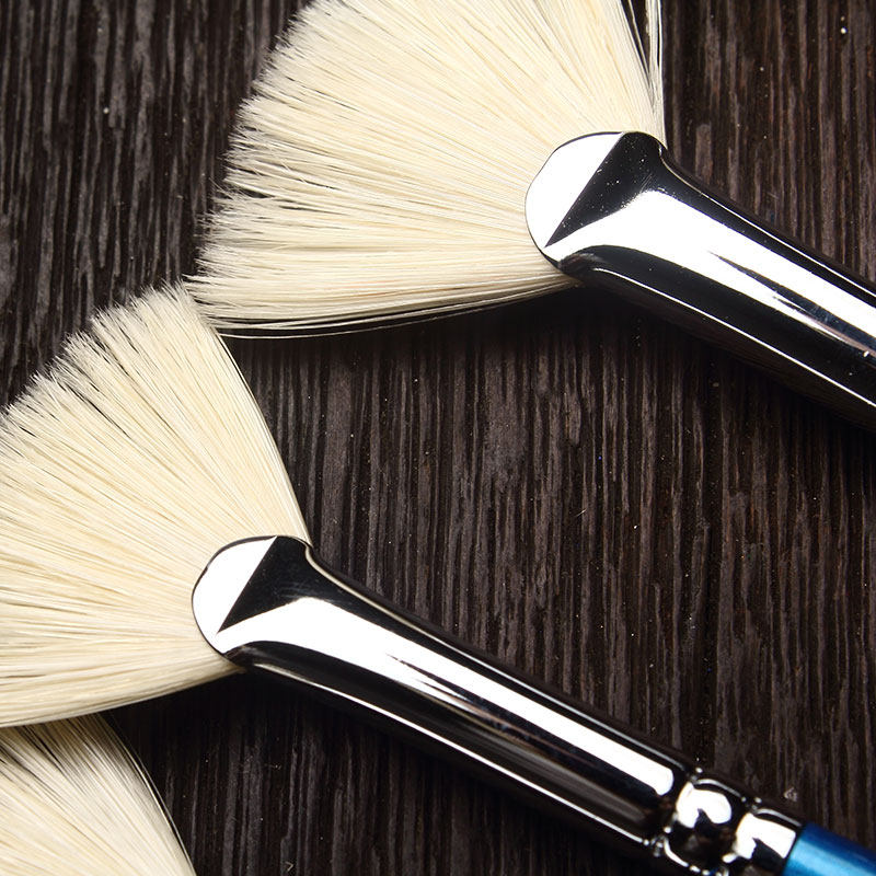 韩国进口hwahong华虹蓝杆扇形笔猪鬃毛油画笔水粉画笔鱼尾笔刷205,文具电教/文化用品/商务用品,水彩笔,淘宝优惠券,粉丝福利购,淘宝优惠卷