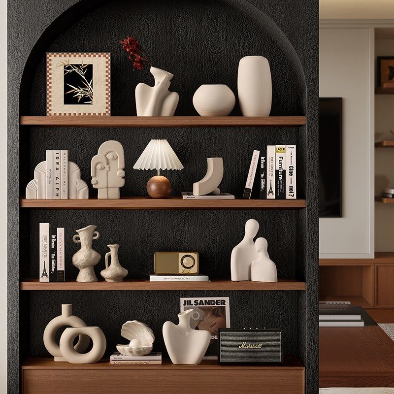 贝汉美中古陶瓷花瓶摆件客厅酒柜套装素胚艺术名宿高级感软装饰品,家居饰品,装饰摆件,淘宝优惠券,粉丝福利购,淘宝优惠卷