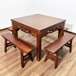 八仙桌实木方桌子客厅家用农村中堂老式实木餐桌饭店正方形桌。