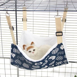 秋冬帆布猫笼吊床加绒挂式 猫吊床长度可调节宠物猫咪吊窝秋千猫窝