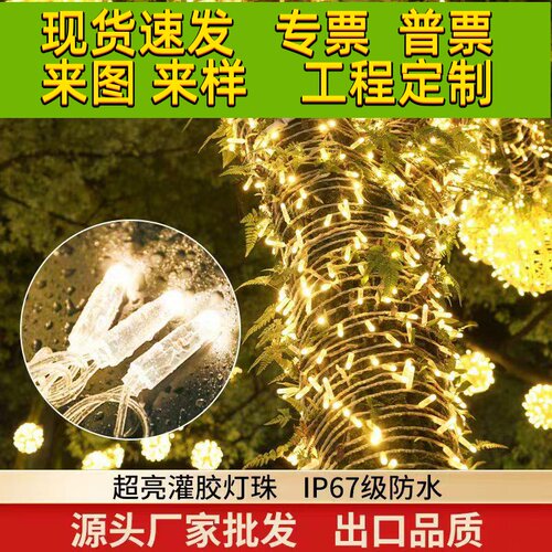 led灌胶灯串彩灯闪灯满天星客厅灯珠高亮防水户外挂树上的绕树亮