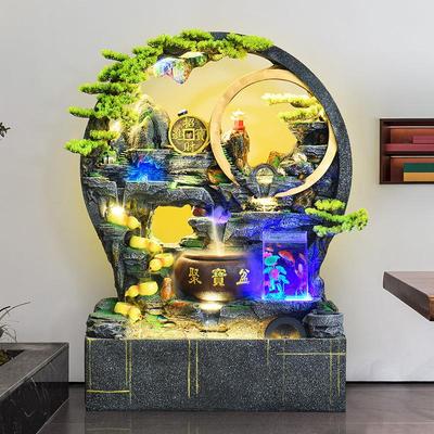 假山流水喷泉室内客厅落地摆件风水轮水幕墙流水屏风开业送礼景观