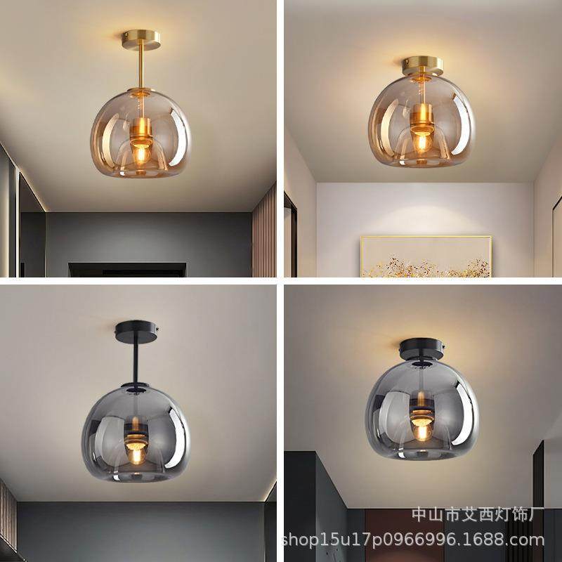 北欧后现代玻璃简约创意阳台过道灯卧室房间玄关灯极简艺术吸顶灯,家装灯饰光源,客厅吸顶灯,淘宝优惠券,粉丝福利购,淘宝优惠卷