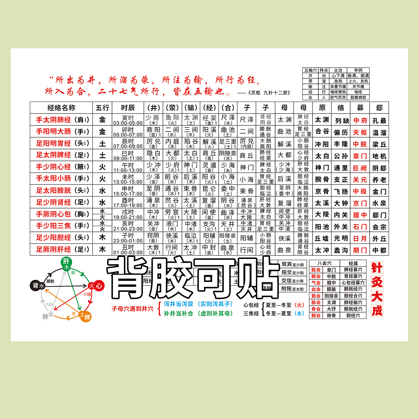 针灸入门五腧穴位图海报倪海厦针软装墙贴