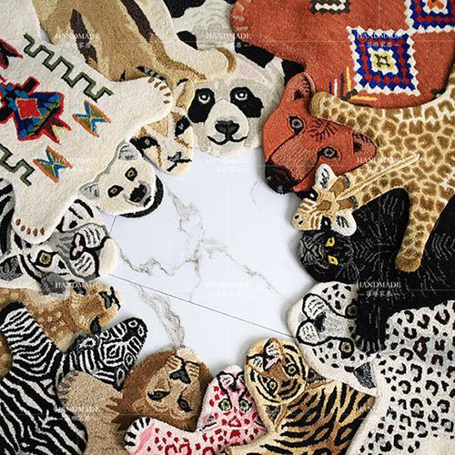 手工不规则动物地毯现代家用卧室客厅个性可爱儿童房书房异形地垫