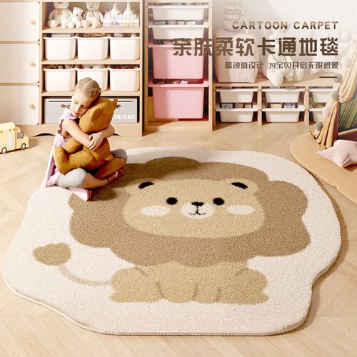 儿童房地毯卧室床边毯圆形异形爬爬垫加厚可机洗男孩书房地垫