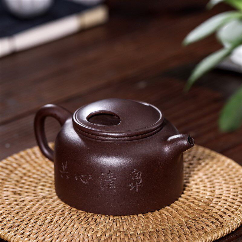 宜兴紫砂壶原矿老紫泥牛盖莲子小容量小品纯全手工紫砂功夫茶壶