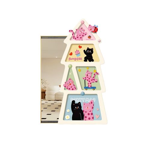 多巴胺推拉全身镜装饰画玄关波点猫可关闭暗藏式隐形穿衣镜子壁画