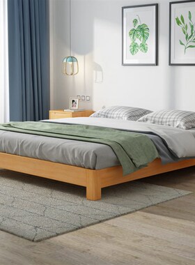 白色床榻榻米北欧实木无床头床架厂家直销 家用靠背儿童矮床1.5米