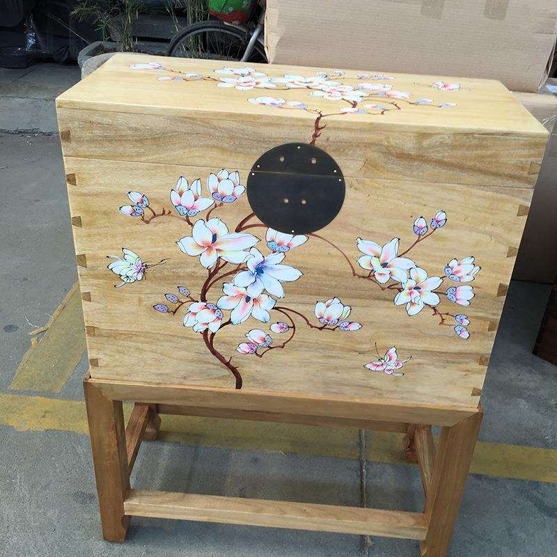 厂家樟木箱手绘香樟木字画储藏箱中式仿古卧室家具嫁妆箱特卖