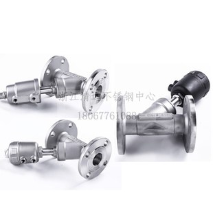 304不锈钢法兰气动角座阀Y型高温DN15 50不锈钢头