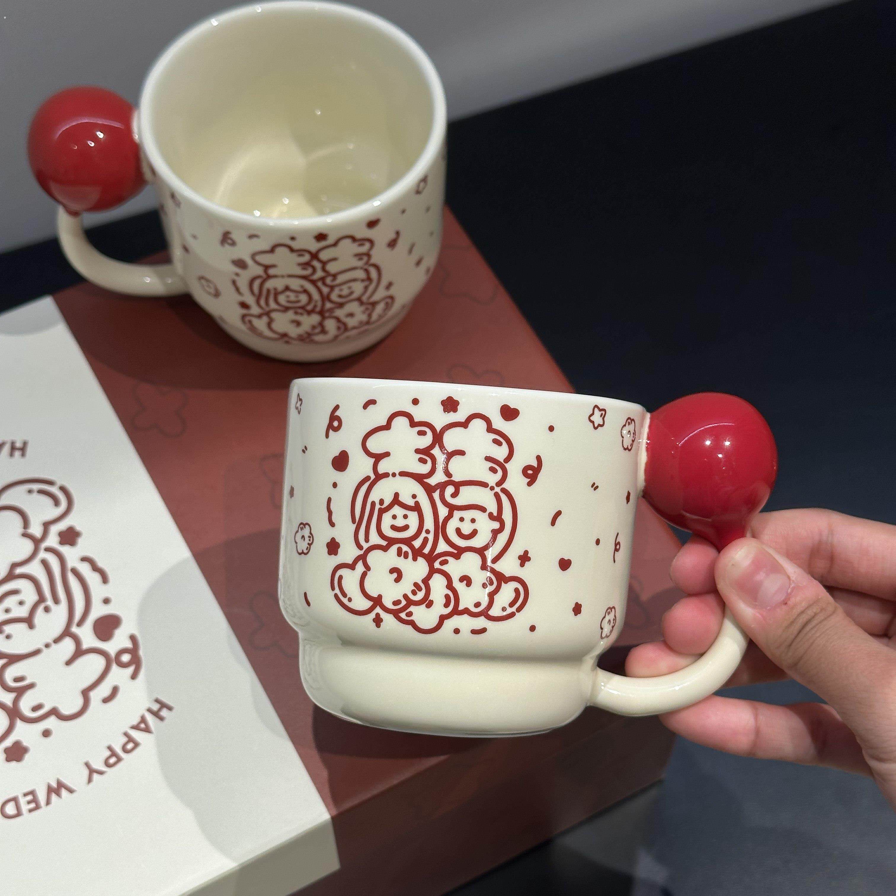 订婚马克杯情侣款对杯闺蜜新婚礼物喜庆陶瓷杯子套装高档实用礼物