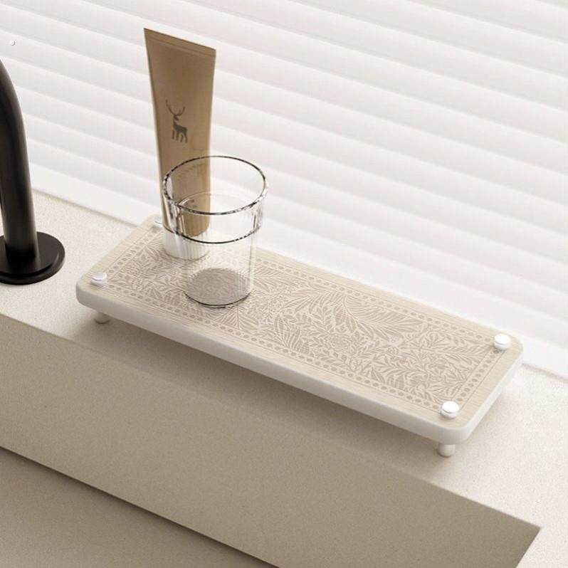 法式硅藻泥吸水垫洗漱台洗手池置物架牙刷架漱口杯垫浴室台面垫