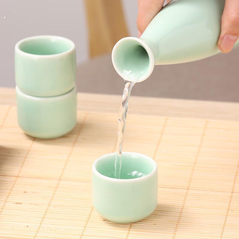 陶瓷小酒壶复古分酒器圆口清酒具白酒杯家用酒瓶酒盅套装