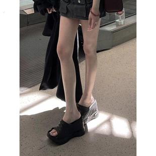 2024增高辣妹显瘦凉拖沙滩鞋 新款 女外穿夏季 8.0坡跟厚底一字拖鞋