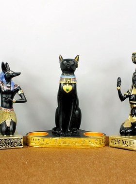 创意埃及烛台复古摆件酒吧咖啡馆餐厅装饰品狮身人面像猫神贝斯特