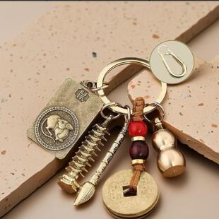 金榜题名钥匙链状元笔文昌塔十二生肖守护神朱砂葫芦钥匙扣挂件QQ