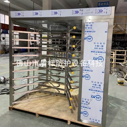 全封闭式只进不出旋转门入口不锈钢滚闸机手推电控半自动全高转闸