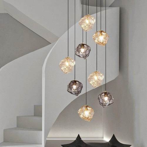 极简艺术冰块餐厅吊灯复式楼梯吊线灯玄关简约熔岩吧台卧室床头灯