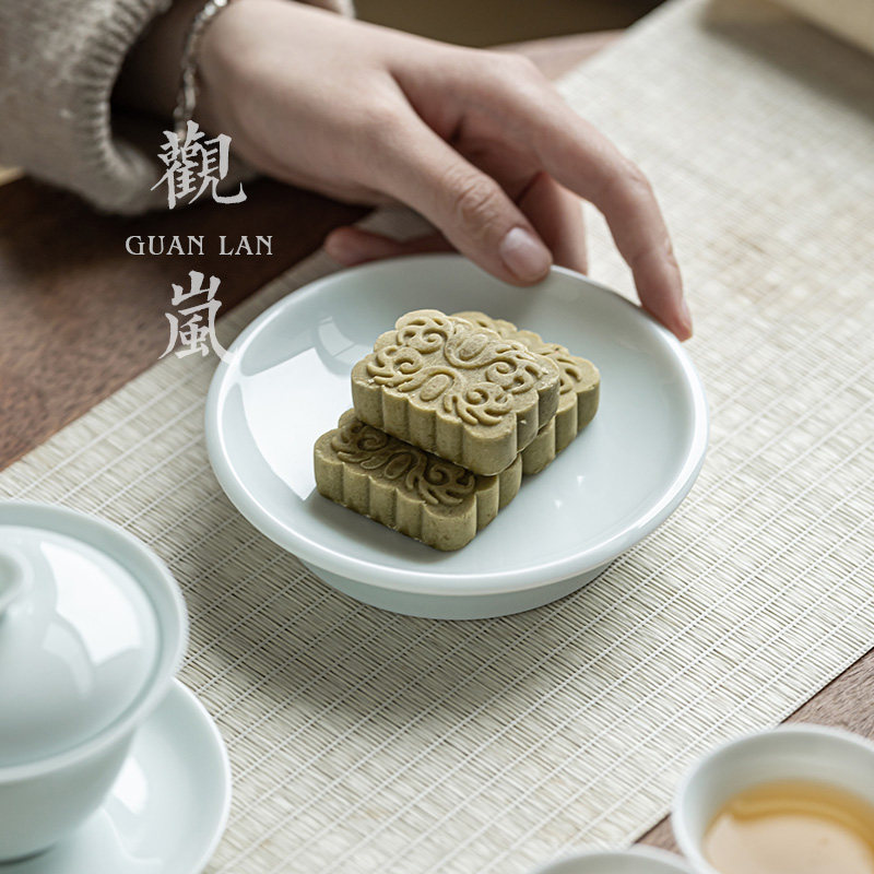 观岚中式陶瓷壶承干泡茶台功夫茶具家用影青创意复古茶点盘茶承台
