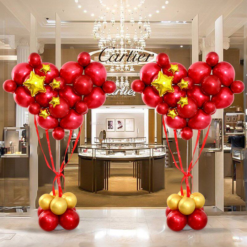 国庆节氛围装饰爱心气球立柱商场4S店珠宝店婚礼酒店活动场景布置