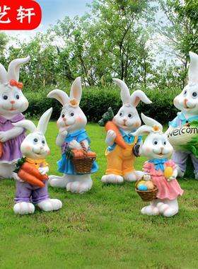 仿真动物雕塑幼儿园卡通兔子摆件农家乐农场院子别墅花园庭院装饰