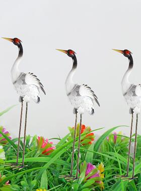 仙鹤摆件花园装饰户外丹顶鹤雕塑庭院景观白鹤水池假山玻