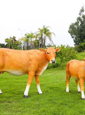 仿真黄牛玻璃钢雕塑动物户外摆件公园林农牧场庄景观草坪美陈小品