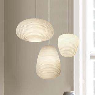 水波纹玻璃吊灯现代简约创意餐厅吊灯吧台橱窗会所波浪形LED灯具