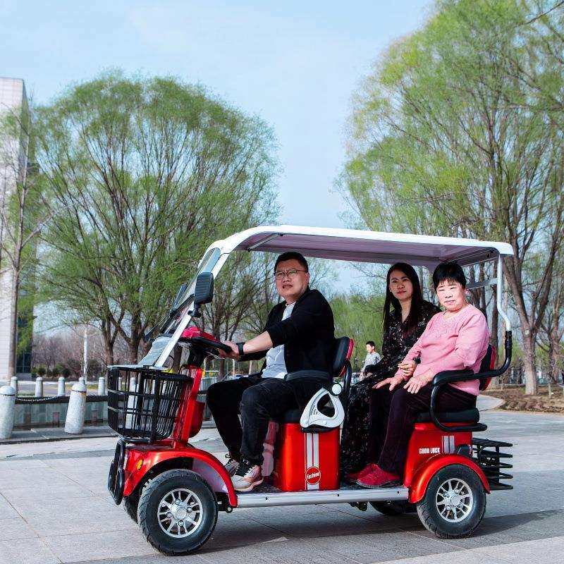 电动四轮车家用小型接送孩子带棚老年代步观光厂家供应接送神器