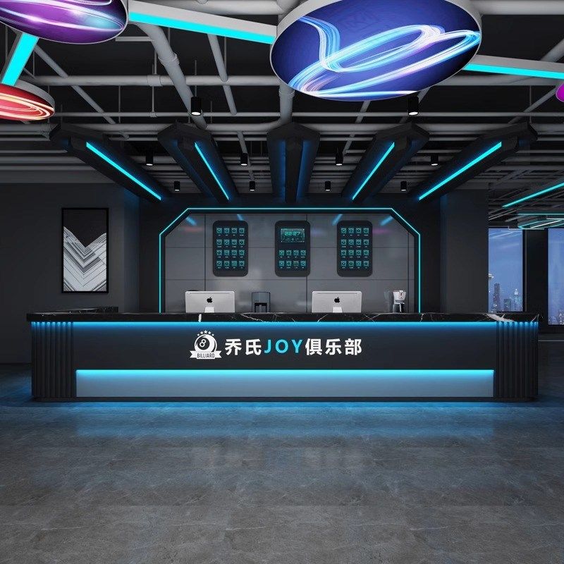 工业风台球厅吧台酒吧收银台健身房电竞网吧前台接待台大理石